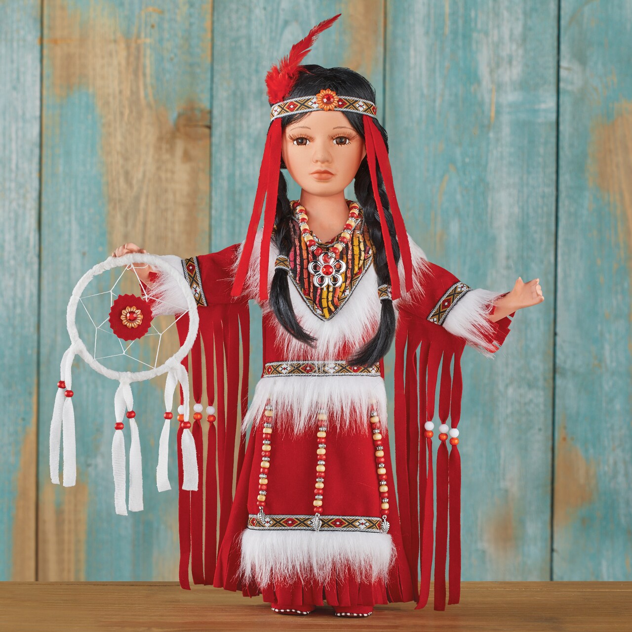 Collections Etc Ajei Native American Collectible Porcelain Doll, 16"H
